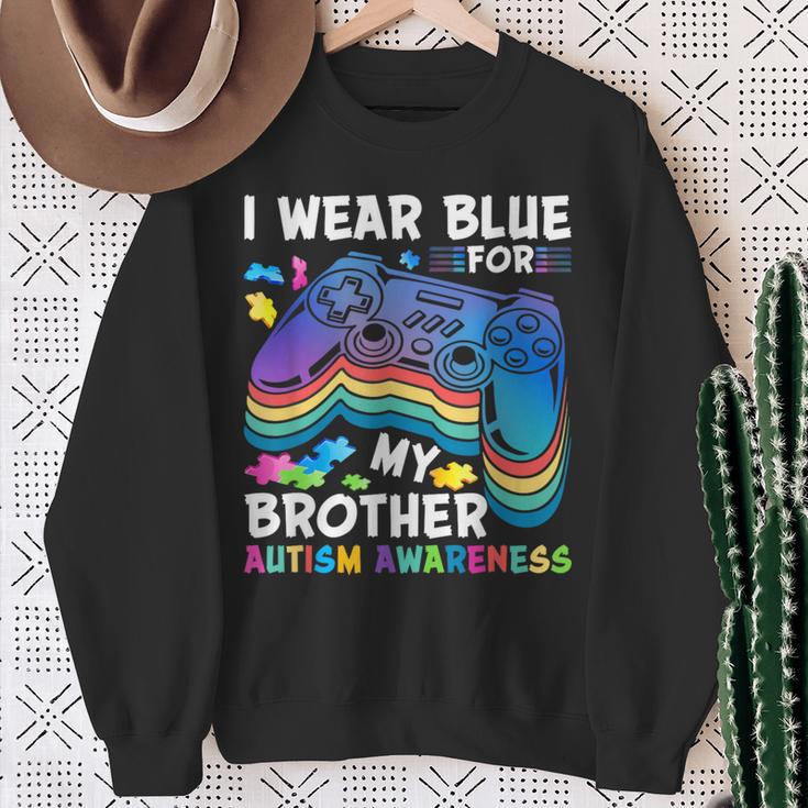 I Wear-Blue For My Brother Autism Awareness Boys Video Game Sweatshirt Gifts for Old Women