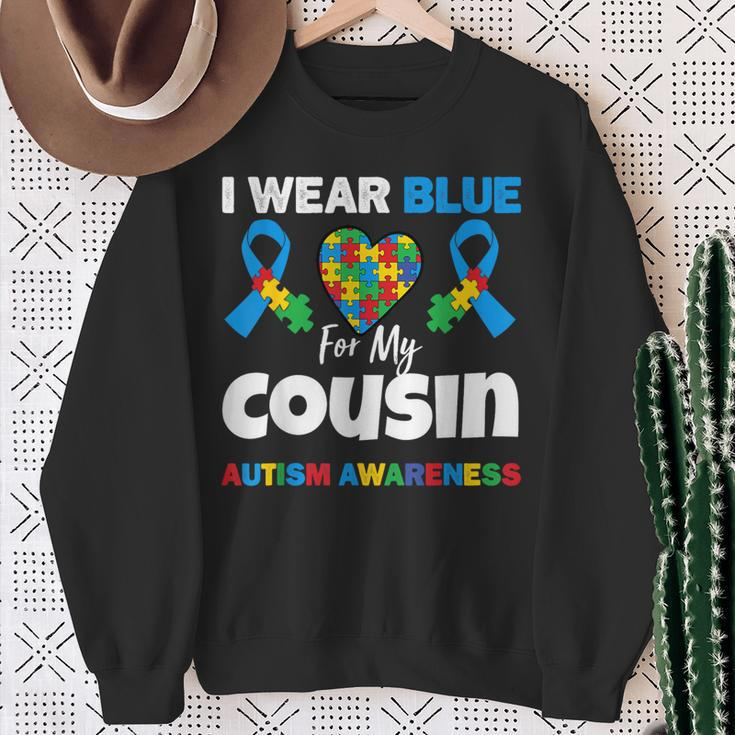 I Wear Blue For My Cousin Autism Awareness Support Sweatshirt Gifts for Old Women
