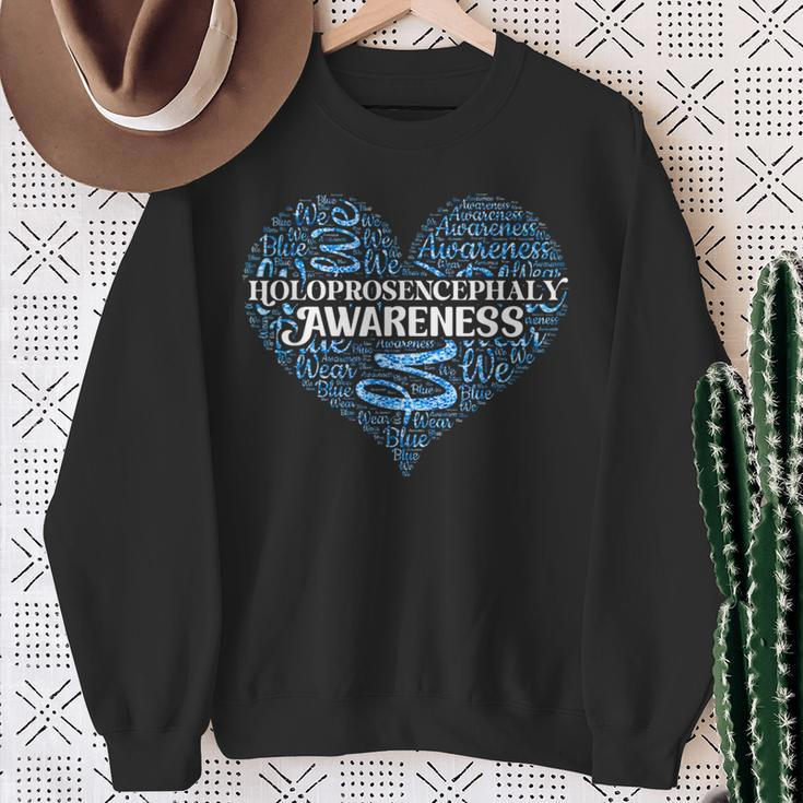 We Wear Blue For Holoprosencephaly Awareness Support Quote Sweatshirt Gifts for Old Women
