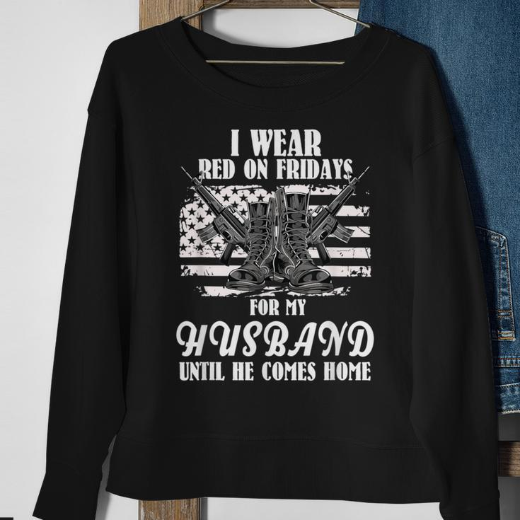 I Wear Red On Fridays For My Husband Us Military Sweatshirt Gifts for Old Women