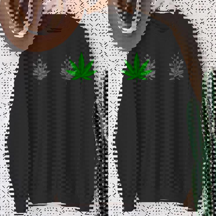 Weed Green Boobs Cannabis Stoner 420 Marijuana Woman Sweatshirt Gifts for Old Women