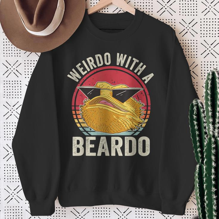 Weirdo With A Beardo Bearded Dragon Owner Lizard Lover Sweatshirt Gifts for Old Women