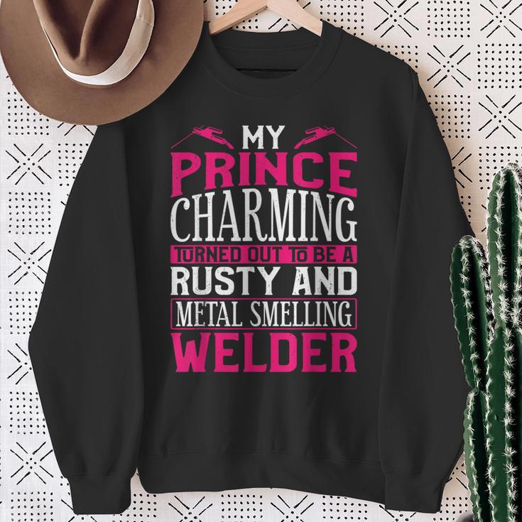 Welder Welding Girlfriend Vintage My Prince Charming Turned Sweatshirt Gifts for Old Women