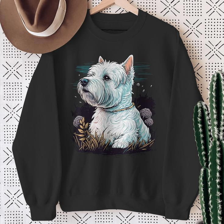 West Highland Terrier Dog On Westie Lover Sweatshirt Geschenke für alte Frauen