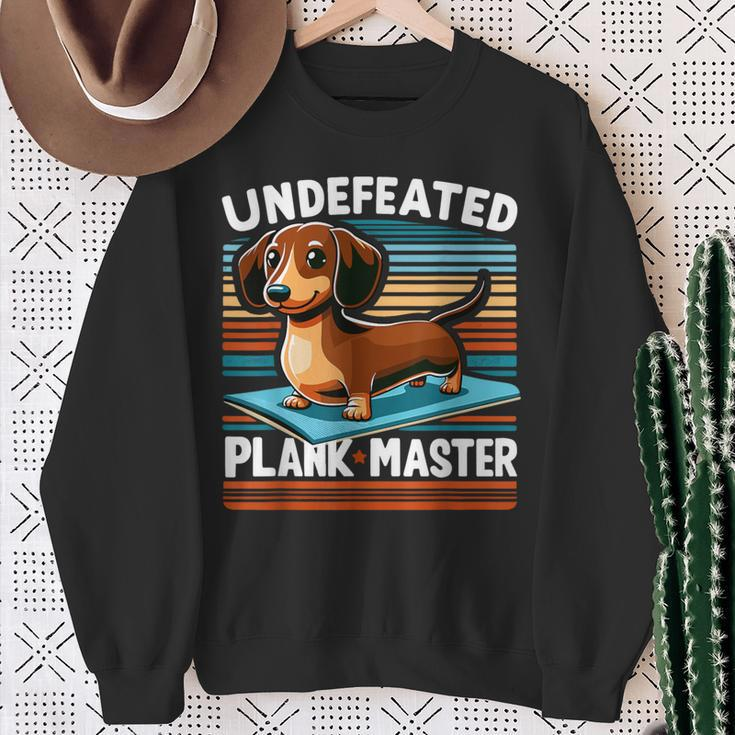 Wiener Dog Sports Lover Undefeated Plank Master Dachshund Sweatshirt Gifts for Old Women