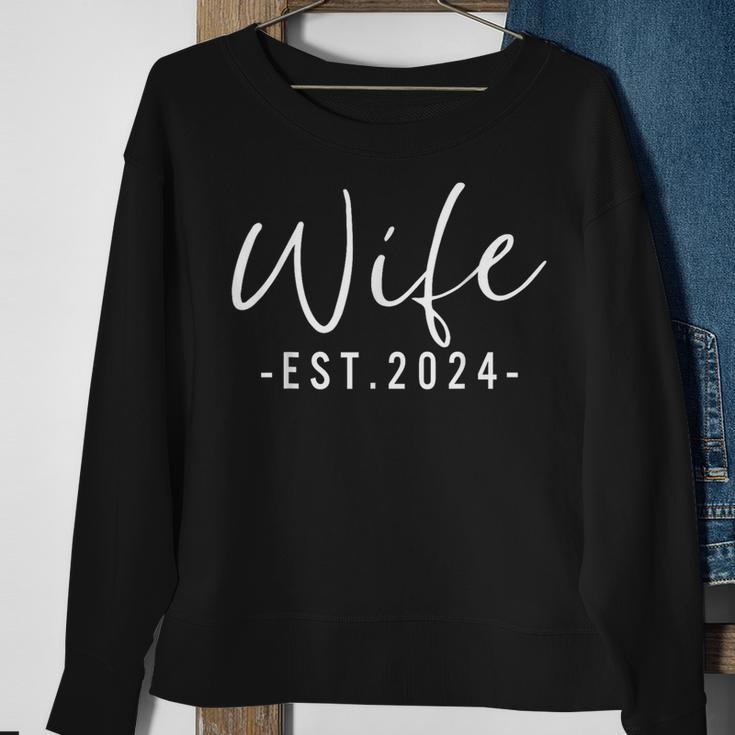 Wife Est 2024 Just Married Honeymoon Wedding Couples Sweatshirt Gifts for Old Women