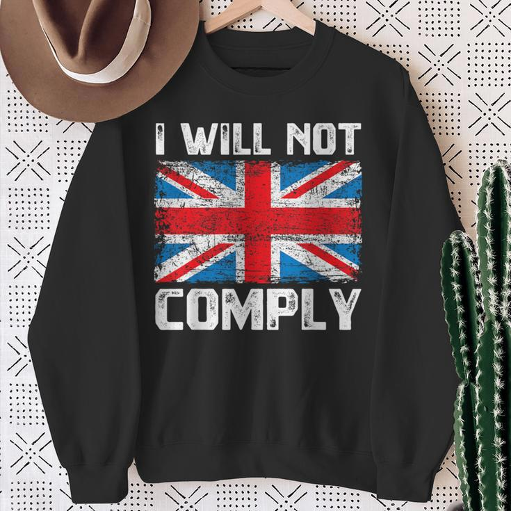 I Will Not Comply British Britain Uk Flag Vintage Sweatshirt Gifts for Old Women