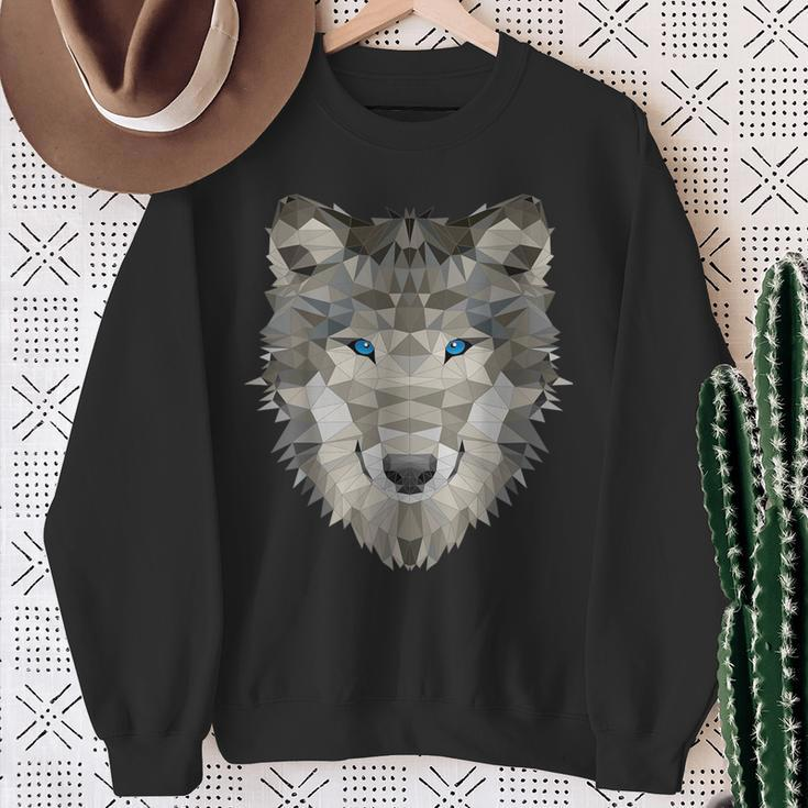 Wolf Polygon Dog Sweatshirt Geschenke für alte Frauen