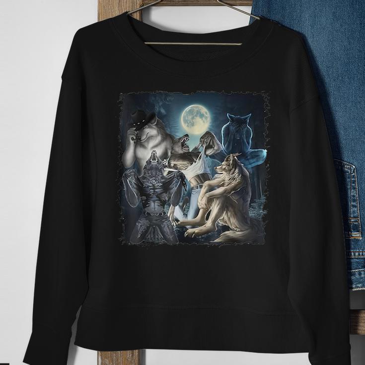 Wolf Ripping Werewolf Alpha Wolf Oddly Meme Sweatshirt Gifts for Old Women