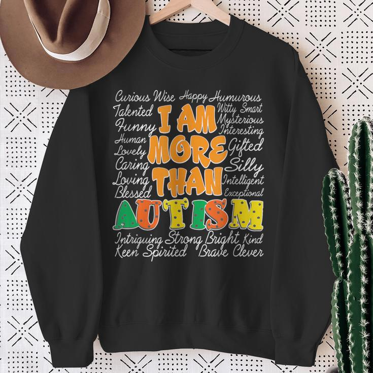 Word Cloud Puzzle Piece Inspirational Autism Awareness Sweatshirt Gifts for Old Women