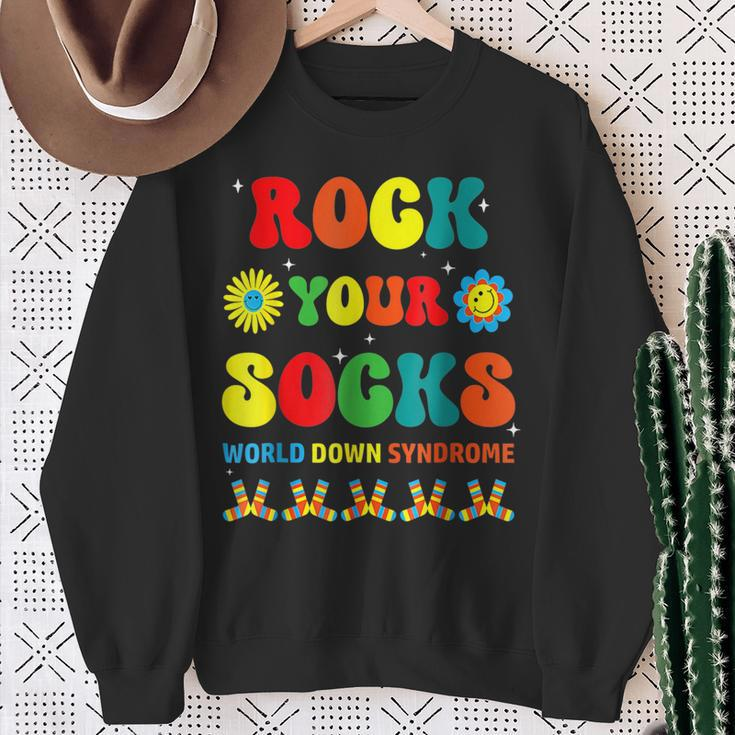 World Down Syndrome Awareness Day Rock Your Socks Groovy Sweatshirt Gifts for Old Women