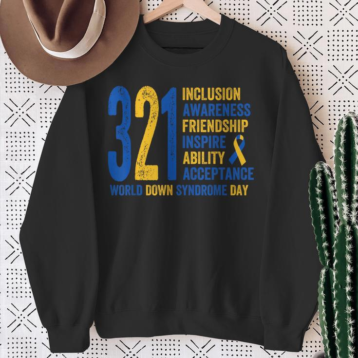 World Down Syndrome Day 321 Inspire And Awareness Ribbon Sweatshirt Gifts for Old Women