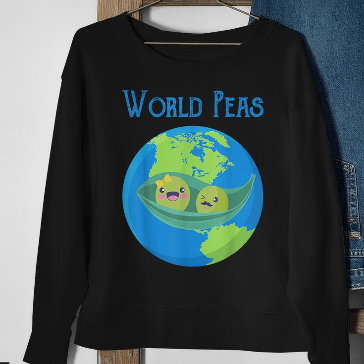 World Peas Peace Give Peas A ChanceEarth Day Sweatshirt Gifts for Old Women