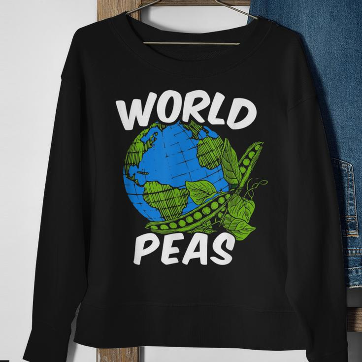 World Peas Pun Peace On Earth Globe Pea Pods Sweatshirt Gifts for Old Women