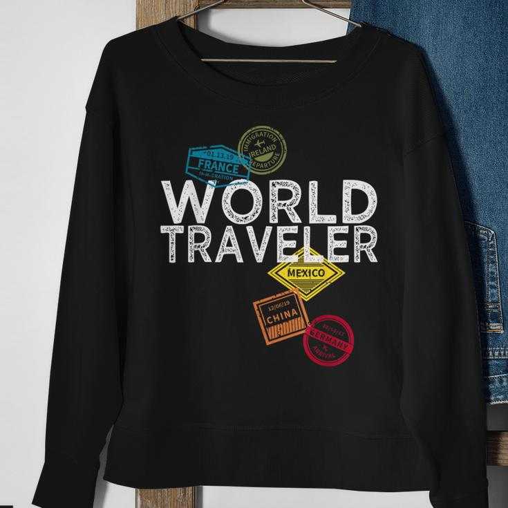 World Traveler Passport Stamp For And Women Sweatshirt Gifts for Old Women