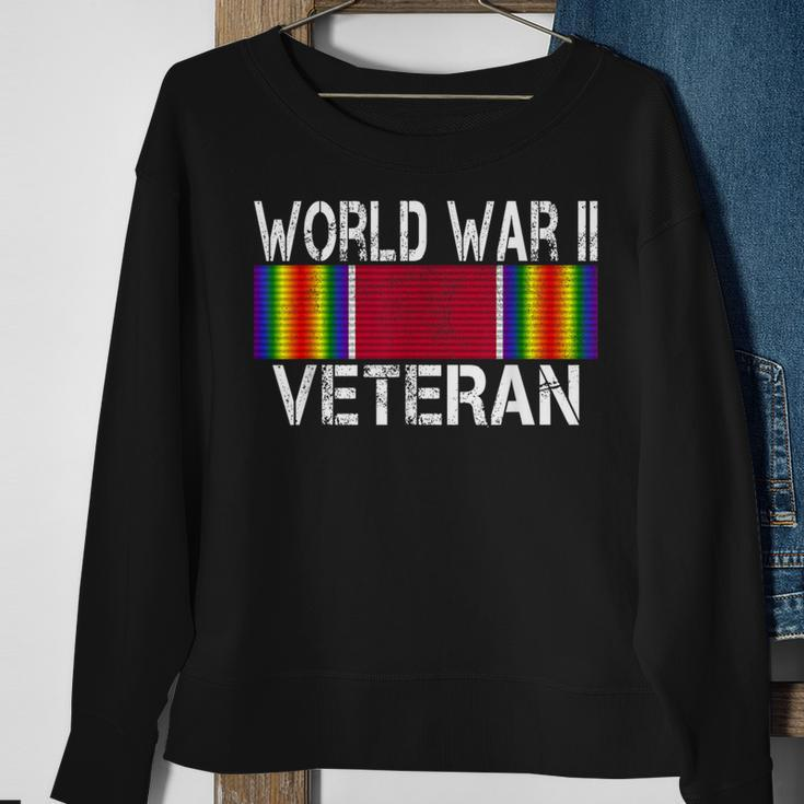 World War Ii Veteran Us Military Service Vet Victory Ribbon Sweatshirt Gifts for Old Women