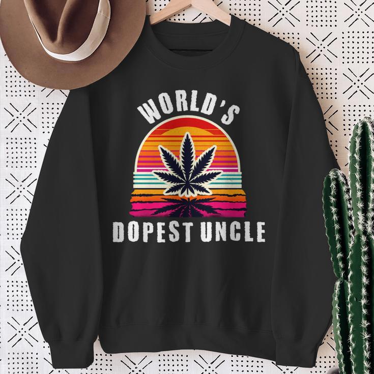 World's Dopest Uncle For Father's Day Retro Sunset Weed Men Sweatshirt Gifts for Old Women