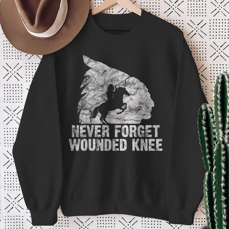 Wounded Knee Native American Lakota Tribe Chief Vintage Sweatshirt Gifts for Old Women