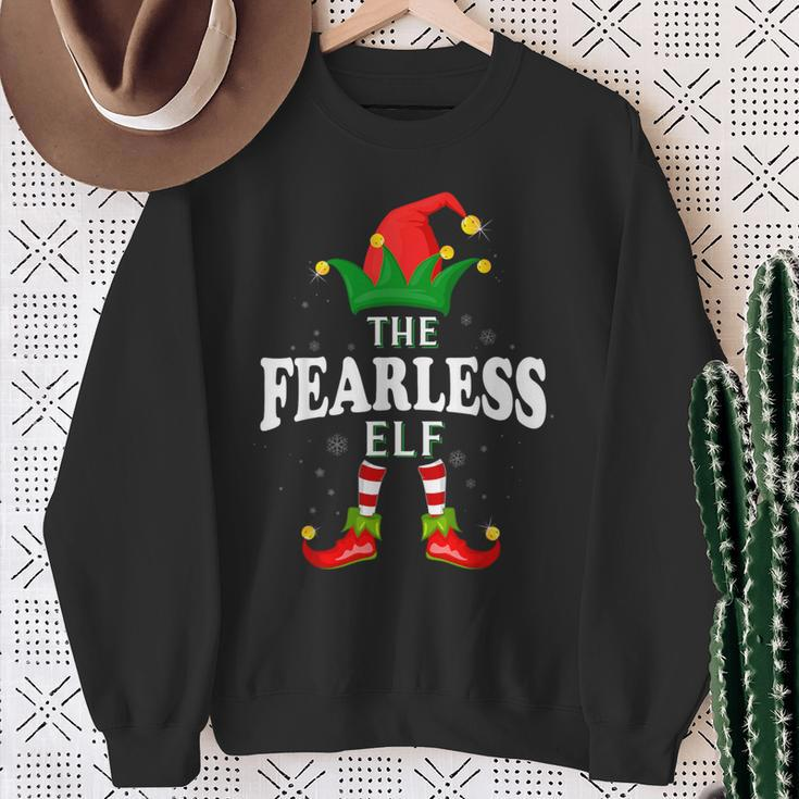 Xmas Fearless Elf Family Matching Christmas Pajama Sweatshirt Gifts for Old Women