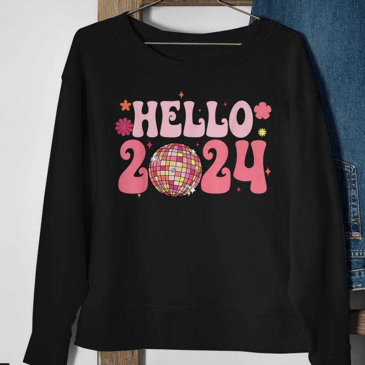 Year End Party Merry Christmas Happy New Year Hello 2024 Sweatshirt Gifts for Old Women
