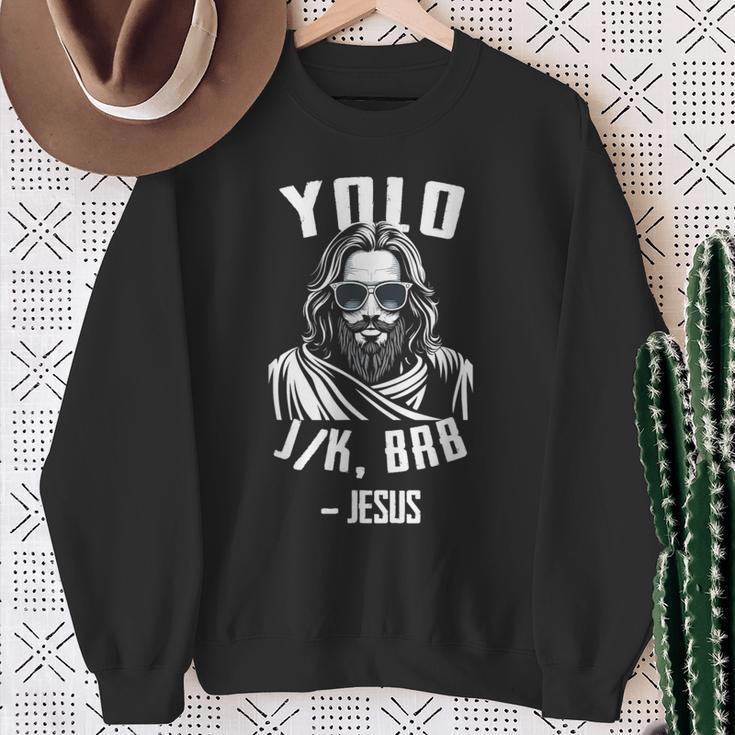 Yolo Jk Brb Jesus Easter Day Bible Vintage Christian Sweatshirt Gifts for Old Women