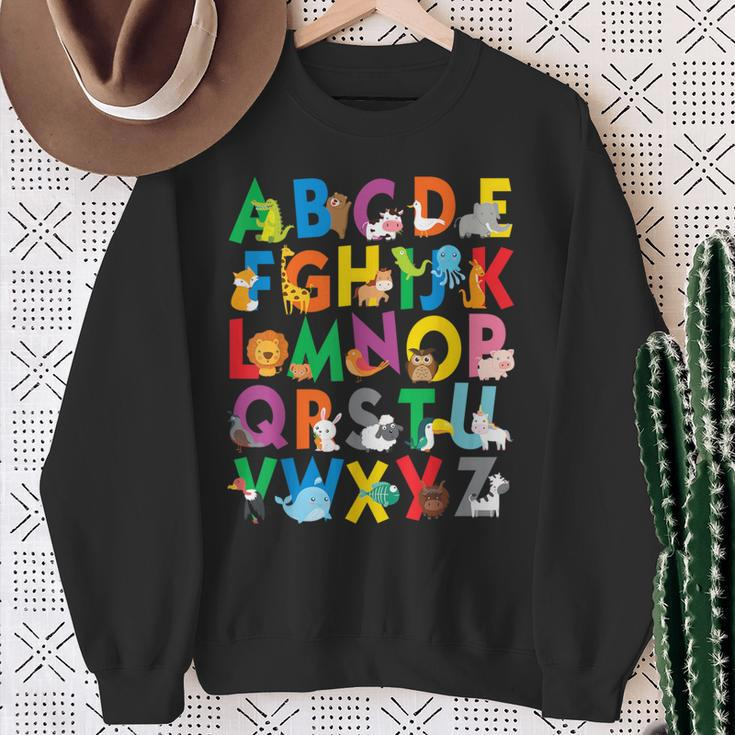 Zoo Animal Alphabet Abcs Learning Letters Boys Girls Sweatshirt Gifts for Old Women