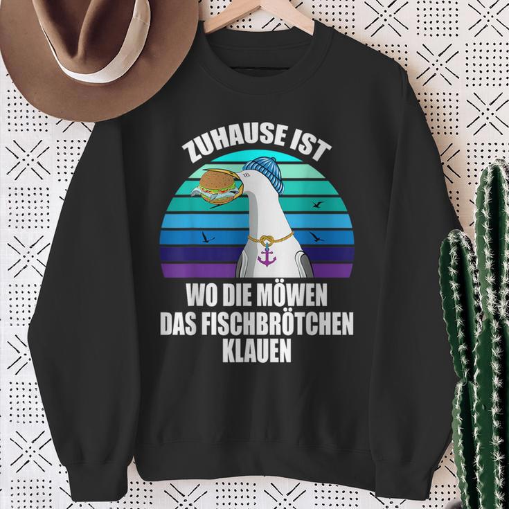 Zuhause Ist Wo Die Seagulls Das Fischbrötchen Klauen Moin Moin S Sweatshirt Geschenke für alte Frauen