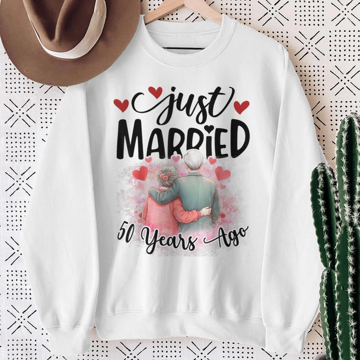 50Th Wedding Anniversary Just Married 50 Years Ago Couple Sweatshirt Gifts for Old Women