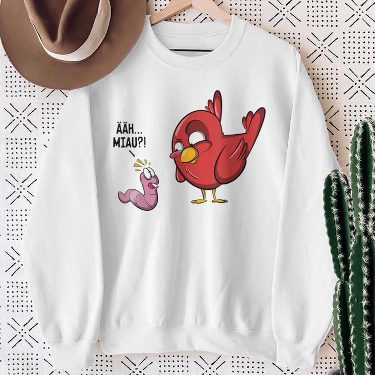 Äh Miau Bird And Wurm Fun Witz Gray S Sweatshirt Geschenke für alte Frauen