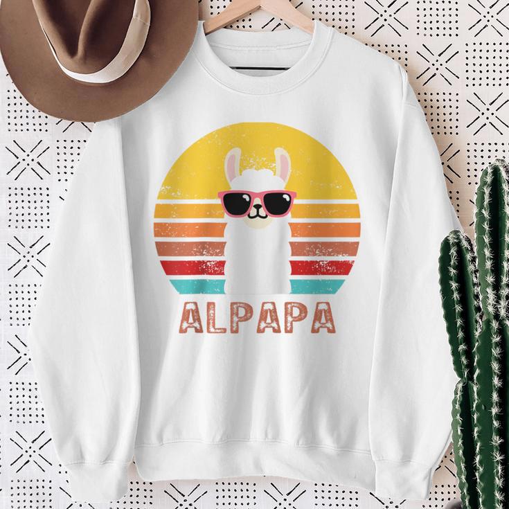 Alpapa Alpakaatertag Bester Papaater Fan Lamaatertag Raglan Sweatshirt Geschenke für alte Frauen