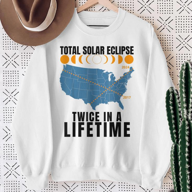 America Total Solar Eclipse April 8 2024 Usa Map Totality Sweatshirt Gifts for Old Women
