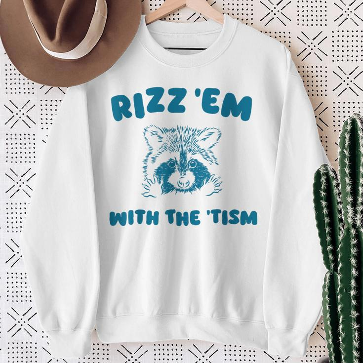 Autism Rizz Em With The Tism Meme Autistic Raccoon Sweatshirt Gifts for Old Women