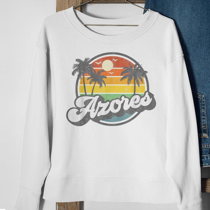 Azores Portugal Island Vacation Palm Trees Retro Beach Sweatshirt Gifts for Old Women