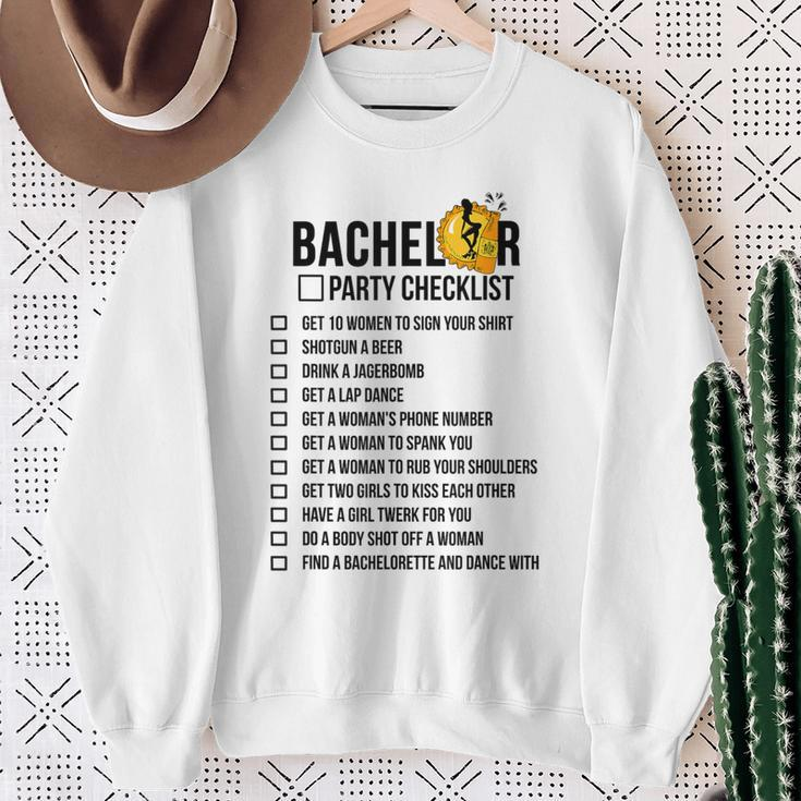 Bachelor Party Check List Sweatshirt Gifts for Old Women