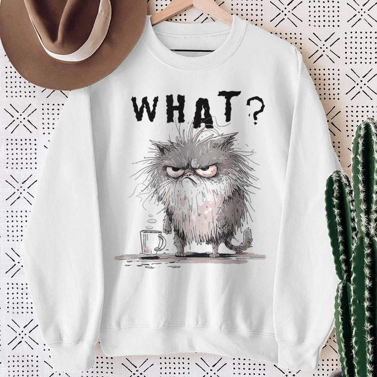 Bad Temper Feline With Coffee Grumpily Catty Grouchy Catt Sweatshirt Gifts for Old Women