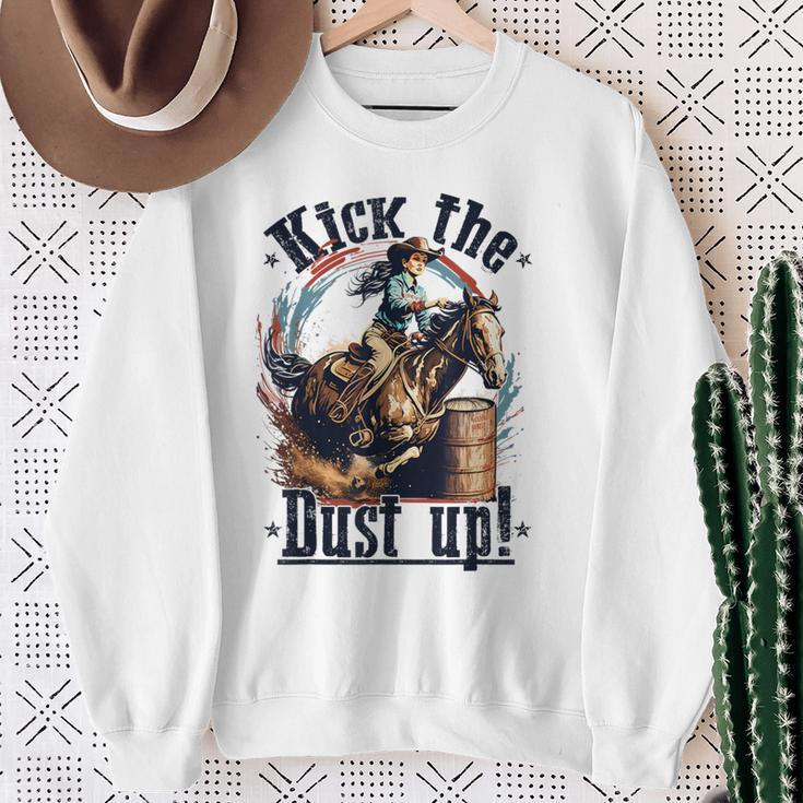 Barrel Racing Cowgirl Kick The Dust Up Rodeo Barrel Racer Sweatshirt Gifts for Old Women