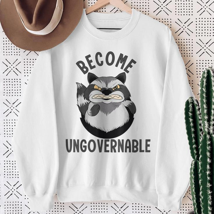 Become Ungovernable Raccoon Face Meme Opossum Lover Sweatshirt Gifts for Old Women
