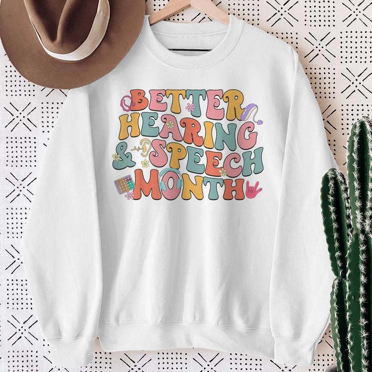 Better Hearing And Speech Month Awareness Speech Therapist Sweatshirt Gifts for Old Women