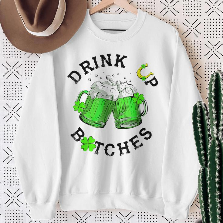 Bitches Drink Up St Patrick's Day Beer Lover Womens Sweatshirt Gifts for Old Women