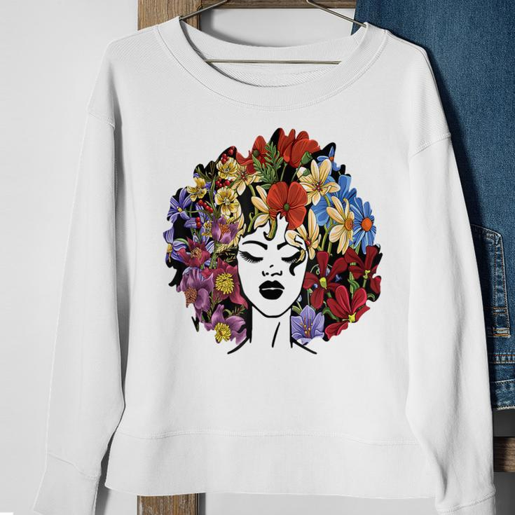 Black Queen Lady Curly Natural Afro African Black Hair Sweatshirt Gifts for Old Women