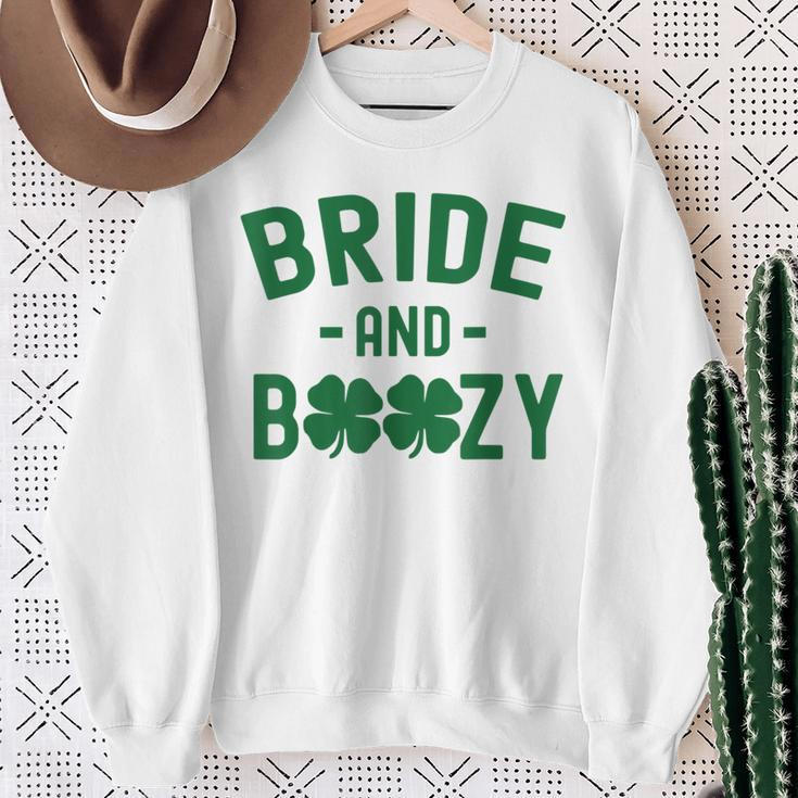 Bride And Boozy Irish St Patrick's Day Shamrocks Sweatshirt Gifts for Old Women