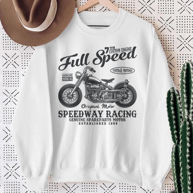 Cafe Racer Full Of Speed Vintage Motorcycle Sweatshirt Gifts for Old Women