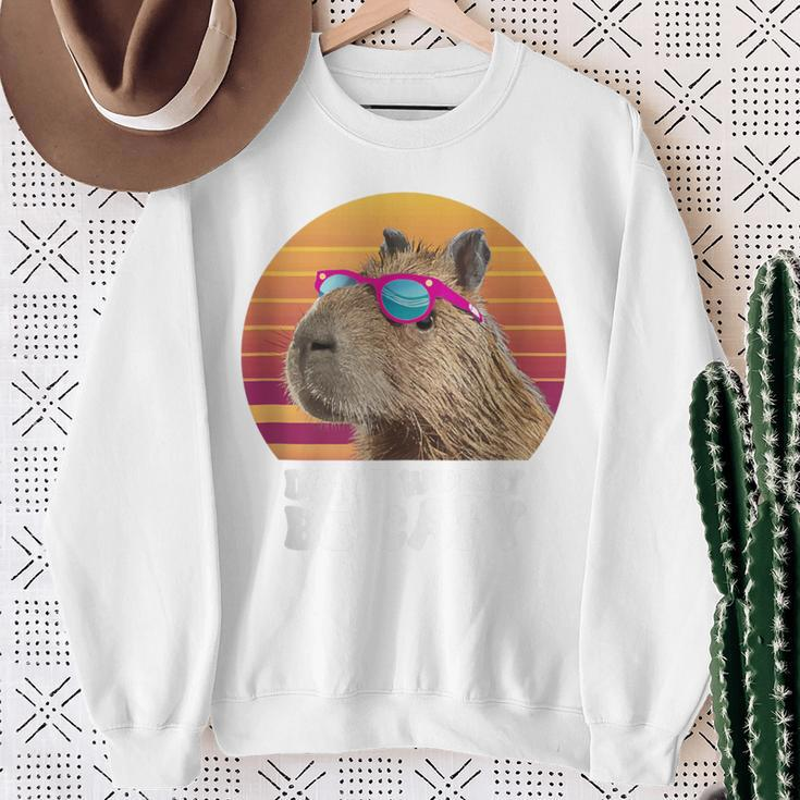 Capybara Don't Worry Be Capy Retro Vintage Capybara Sweatshirt Gifts for Old Women