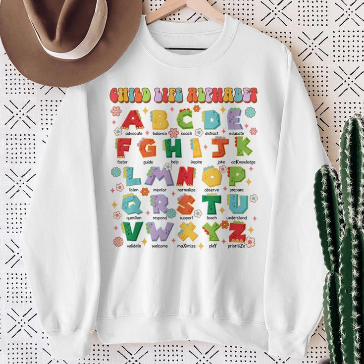 Child Life Specialist Cls Dinosaur Dino Child Life Alphabet Sweatshirt Gifts for Old Women