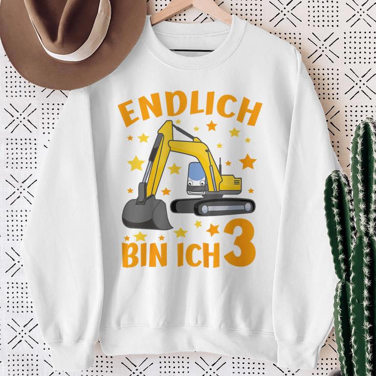 Children's Endlich Bin Ich 3 Jahre Dritter Birthday Digger Construction Site 80 Sweatshirt Geschenke für alte Frauen