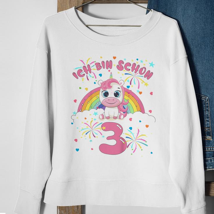 Children's Ich Bin Schon 3 Unicorn White Sweatshirt Geschenke für alte Frauen