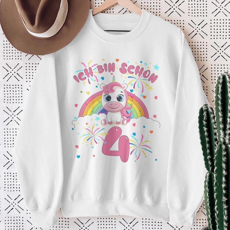 Children's Ich Bin Schon 4 Unicorn Sweatshirt Geschenke für alte Frauen