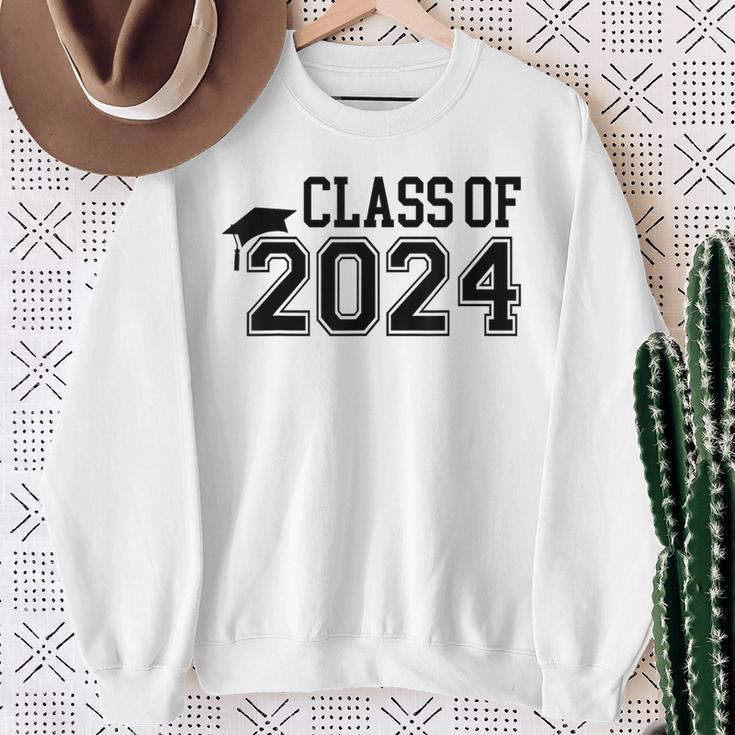 Class Of 2024 High School Senior Graduation Cap Varsity Sweatshirt Gifts for Old Women