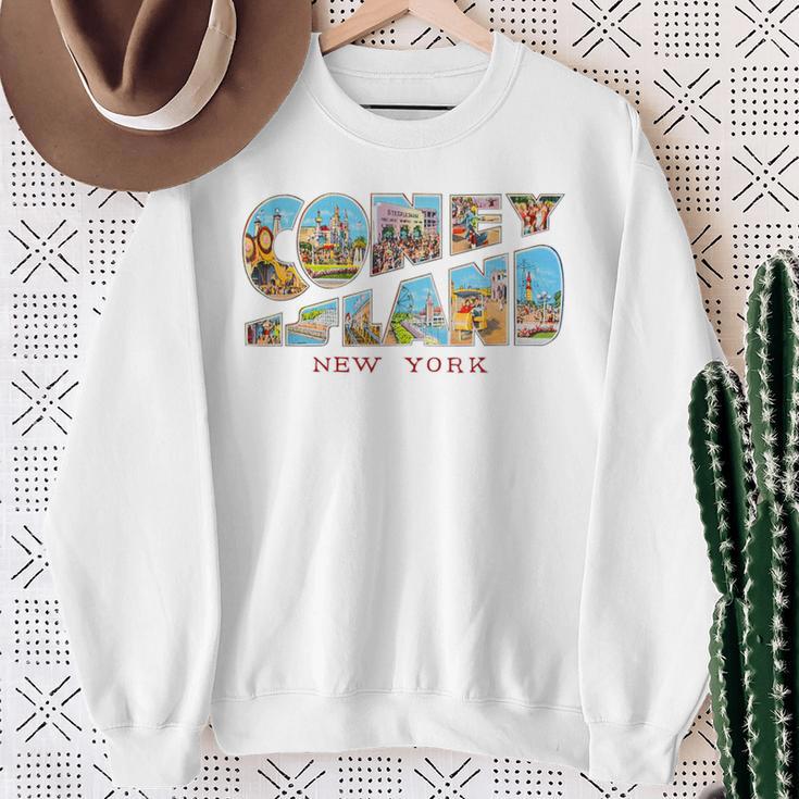 Coney Island New York City Ny Retro Vintage SouvenirSweatshirt Gifts for Old Women