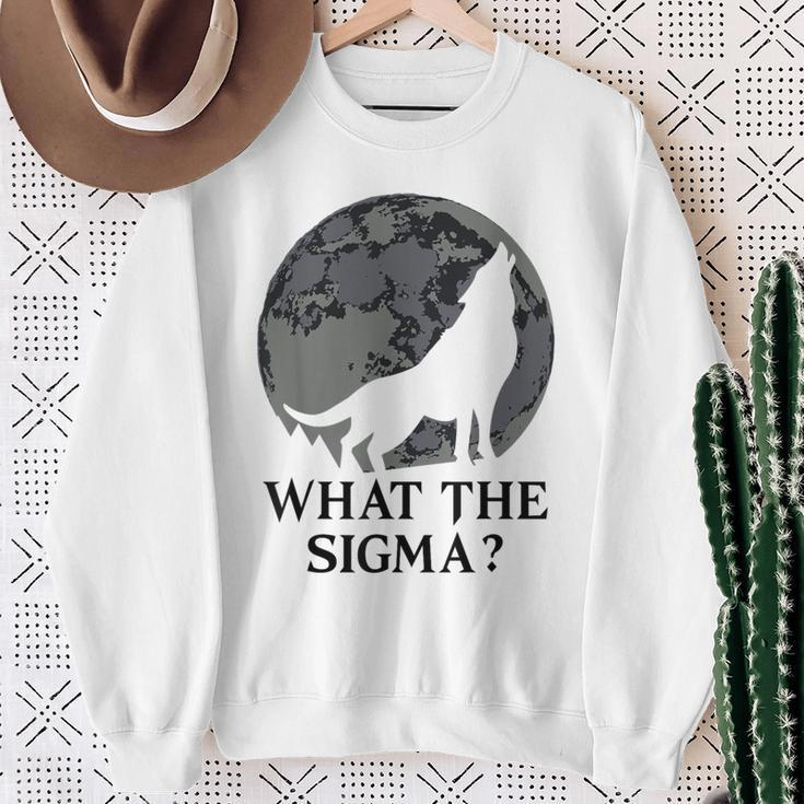 Cool Meme Moon Alpha Wolf What The Sigma Sweatshirt Gifts for Old Women